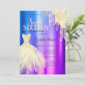 Invitation Parties scintillant Drips Gold Robe Ombre Metallic (Debout devant)