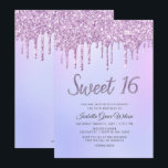 Invitation Parties scintillant Drips Holographe Purple Sweet<br><div class="desc">Parties scintillant Drips Holographe Purple Sweet 16 Anniversaire Invitation</div>