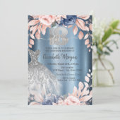 Invitation Parties scintillant Drips Robe Fleurs Bleu Métalli (Debout devant)