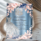 Invitation Parties scintillant Drips Robe Fleurs Bleu Métalli