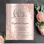 Invitation Parties scintillant Drips Rose Gold 50e fête d'ann