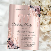 Invitation Parties scintillant Drips Rose Gold Flowers 70e an