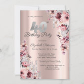 Invitation Parties scintillant Drips Rose or rose floral 40e  (Devant)