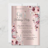 Invitation Parties scintillant Drips Rose or rose floral 90e  (Devant)
