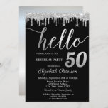 Invitation Parties scintillant Drips Silver 50th Birthday Par<br><div class="desc">Élégante parties scintillant argent goutte sur l'arrière - plan noir.</div>