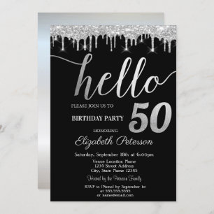 Invitation Parties scintillant Drips Silver 50th Birthday Par