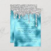 Invitation Parties scintillant Drips Silver Blue Bridal Sweet (Devant / Derrière)