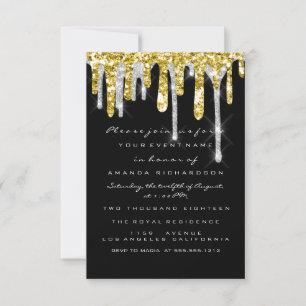 Invitation Parties scintillant Drips Silver Gold Black Bridal