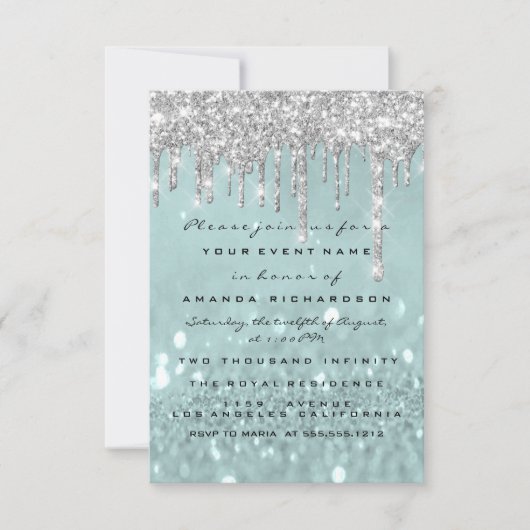 Invitation Parties scintillant Drips Silver Smoky Bridal Swee (Devant)