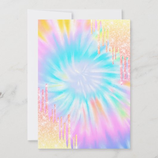 Invitation Parties scintillant Drips Tie Dye 10e anniversaire (Dos)