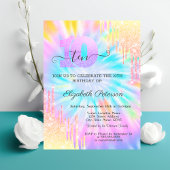 Invitation Parties scintillant Drips Tie Dye 10e anniversaire