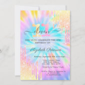 Invitation Parties scintillant Drips Tie Dye 11e anniversaire (Devant)