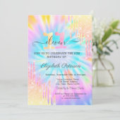 Invitation Parties scintillant Drips Tie Dye 11e anniversaire (Debout devant)