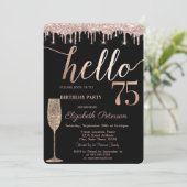 Invitation Parties scintillant Drips, Verre à vin 75e anniver (Debout devant)