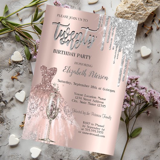 Invitation Parties scintillant Drips, Verre Vin Robe 21e Anni