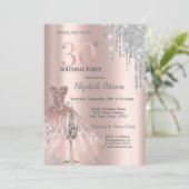 Invitation Parties scintillant Drips, Verre Vin Robe 30e Anni (Debout devant)