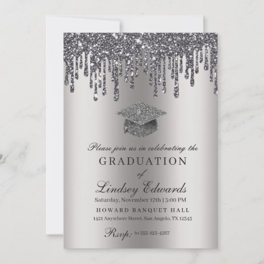 Invitation Parties scintillant Driver Silver Graduation (Devant)