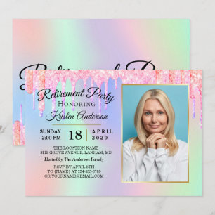 Invitation Parties scintillant Drives Holographique Gold Reti