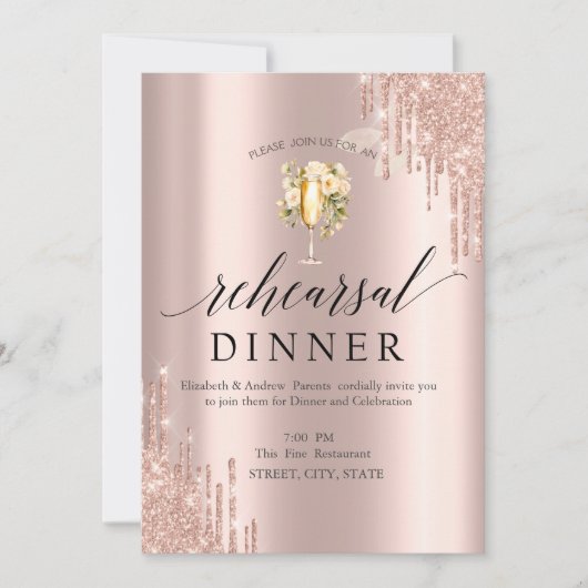 Invitation Parties scintillant Drives Vin Verre Fleurs de rép (Devant)