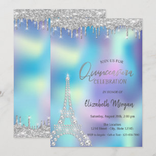 Invitation Parties scintillant Drop Diamants Tour Eiffel Quin