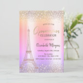 Invitation Parties scintillant Eiffel Confetti Ombre Quinceañ (Debout devant)
