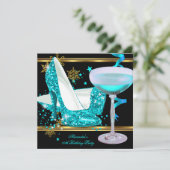 Invitation Parties scintillant élégante Champagne d'or Turquo (Debout devant)