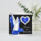 Invitation Parties scintillant élégante Cobalt Blue Coeur Cha (Debout devant)