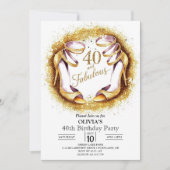 Invitation Parties scintillant élégante Digital Gold 40e anni (Devant)