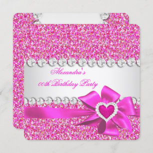 Invitation Parties scintillant élégante Hot rose Coeur Bow fê