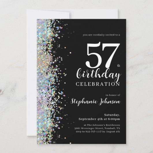 Invitation Parties scintillant élégante Noir N'importe quel â (Devant)