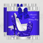 Invitation Parties scintillant élégante Royal Blue Silver Hig (Devant / Derrière)