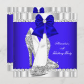 Invitation Parties scintillant élégante Royal Blue Silver Hig (Devant / Derrière)