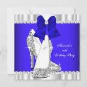 Invitation Parties scintillant élégante Royal Blue Silver Hig (Devant)