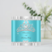 Invitation Parties scintillant élégante Turquoise Bleu Argent (Debout devant)