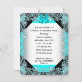 Invitation Parties scintillant élégante Turquoise Blue Stilet (Dos)