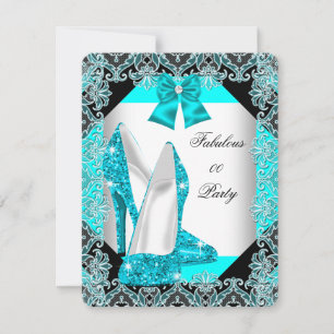 Invitation Parties scintillant élégante Turquoise Blue Stilet