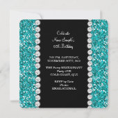 Invitation Parties scintillant élégante Turquoise Coeur bleu (Dos)