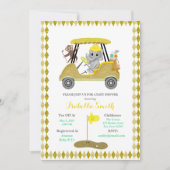 Invitation Parties scintillant Elephant & Monkey Golf Baby sh (Devant)
