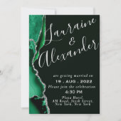 Invitation Parties scintillant émeraude noire et verte marbre (Devant)