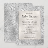 Invitation Parties scintillant Empreinte de léopard argent Lu (Devant / Derrière)