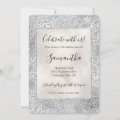 Invitation Parties scintillant Empreinte de léopard argent Lu (Devant)