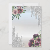 Invitation Parties scintillant en argent, Anniversaire Rose d (Dos)