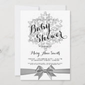 Invitation Parties scintillant en argent baby shower ruban de (Devant)