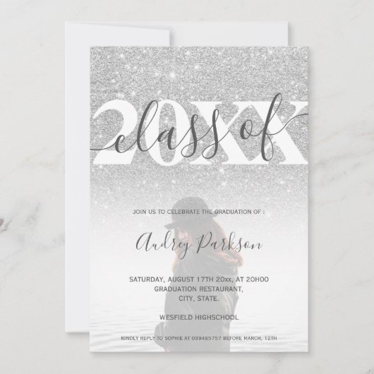 Invitation parties scintillant en argent bleu turquoise 2020 (Devant)