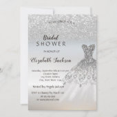 Invitation Parties scintillant en argent Bokeh Fête des marié (Devant)