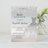 Invitation Parties scintillant en argent Bokeh Fête des marié (Debout devant)