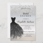 Invitation Parties scintillant en argent Bokeh, Robe noire Fê (Devant)