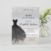 Invitation Parties scintillant en argent Bokeh, Robe noire Fê (Debout devant)