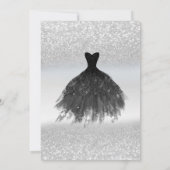 Invitation Parties scintillant en argent Bokeh, Robe noire Fê (Dos)