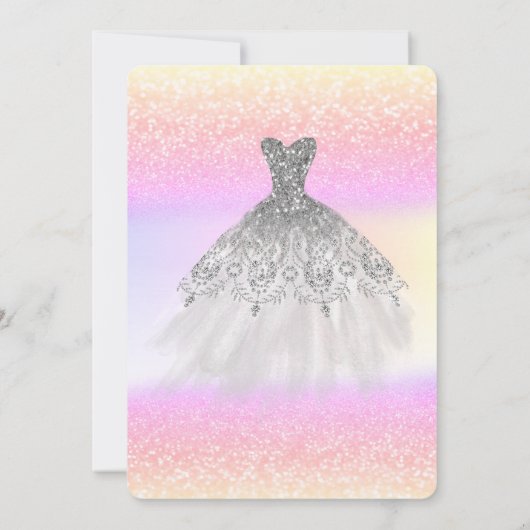 Invitation Parties scintillant en argent Bokeh robe Ombre Fêt (Dos)